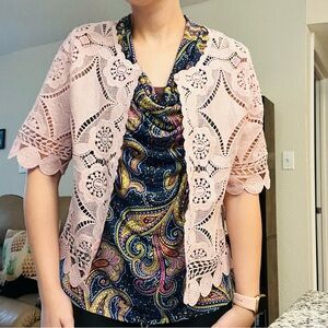 Chris McLaughlin Blush Lace Women's Blazer Small